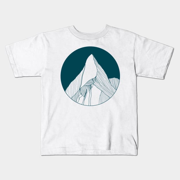 mountain line art Kids T-Shirt by viovi